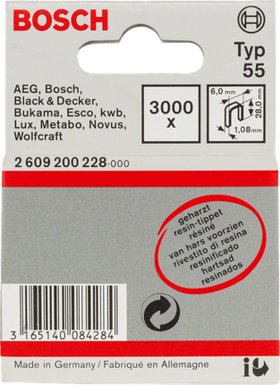 Graffette a corona stretta Bosch 6,0×1,08×18mm tipo 55.