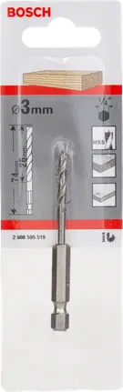 Punta da trapano Bosch da 3 mm con testa esagonale da 1/4″.