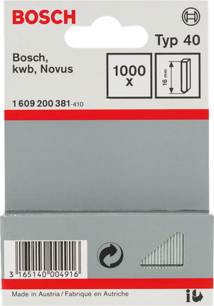 Perno Bosch tipo 40 16 mm confezione da 1000.