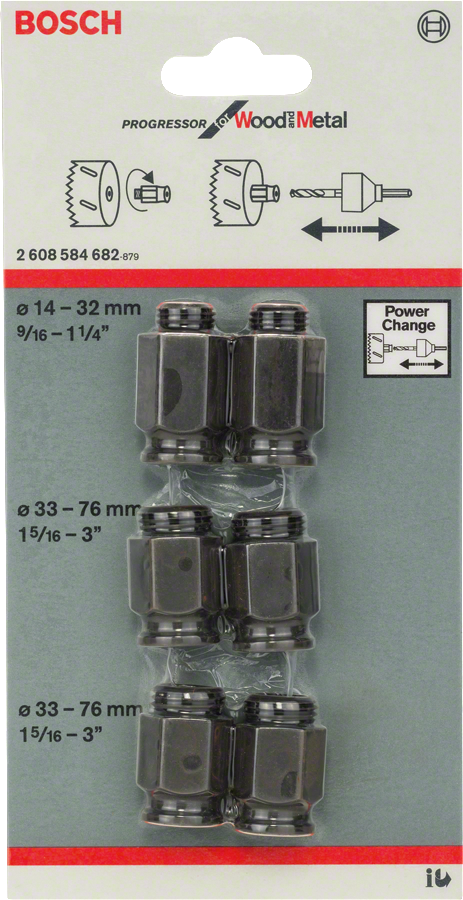 Set di dadi adattatori Bosch Power Change 6 pezzi.