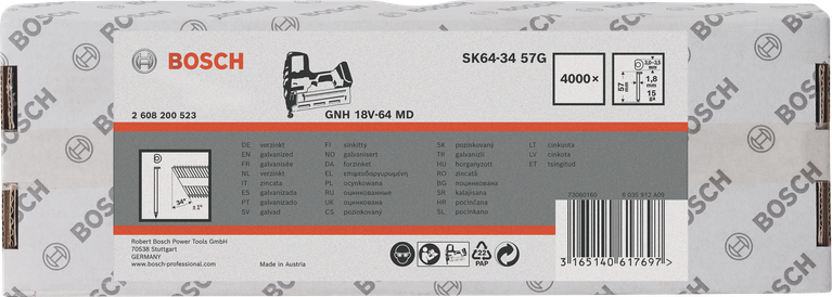 Chiodi zincati Bosch 1,8×1,5×34-64mm.