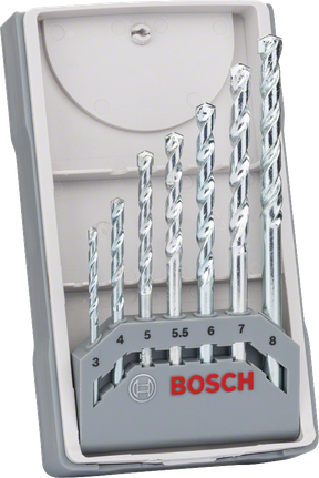 Set di punte per muratura CYL-1 Bosch da 7 pezzi, 3-8 mm.