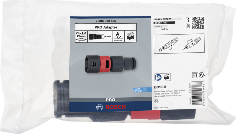 Adattatore Bosch PRO con sistema Click & Clean antistatico.