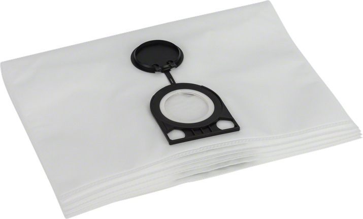 Sacchetto filtro in pile Bosch con tappo di chiusura di sicurezza.
