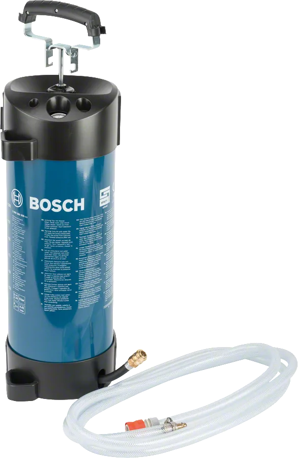 Contenitore ad alta pressione Bosch con tubo flessibile per la foratura.