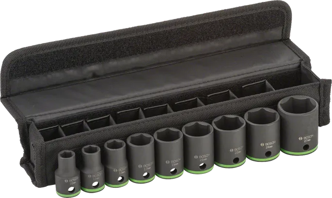 Set di 9 bussole Bosch da 10-27 mm in valigetta.
