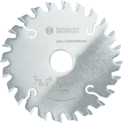 Lama per sega circolare Bosch per il taglio di pannelli laminati.