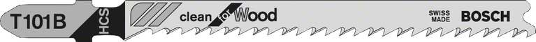 Lama per seghetto alternativo Bosch T101B per un taglio netto del legno.