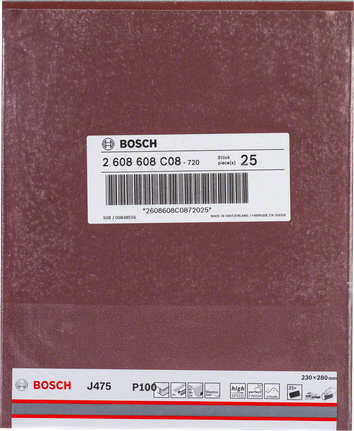 Foglio abrasivo Bosch J475 P100 230×280mm.