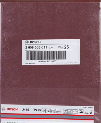 Foglio abrasivo Bosch J475 P180 230×280mm.