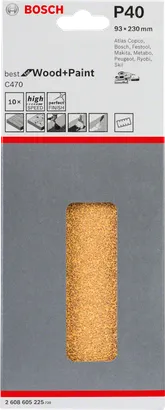 Foglio abrasivo Bosch C470 93×230mm P40 confezione da 10.