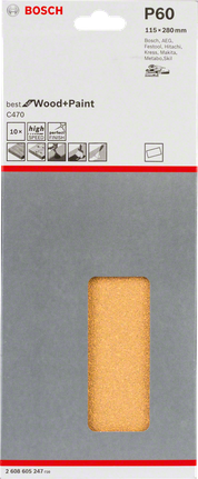 Foglio abrasivo Bosch C470 115×280mm confezione da 10.