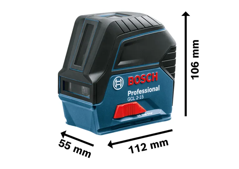 Livella laser Bosch GCL 2-15, dimensioni compatte.