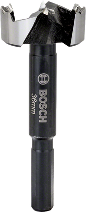 Punta Forstner Bosch da 36 mm per fori precisi a fondo piatto.