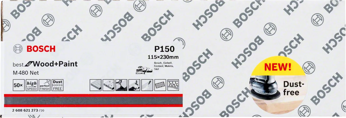 Foglio abrasivo Bosch 115×230mm P150.