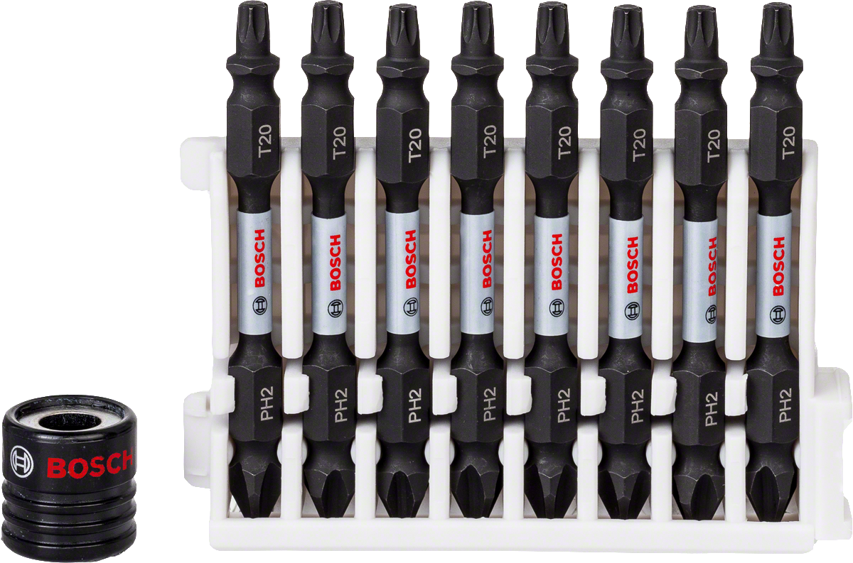 Confezione di punte per cacciavite a impatto Bosch da 9 pezzi PH2 T20 da 65 mm.