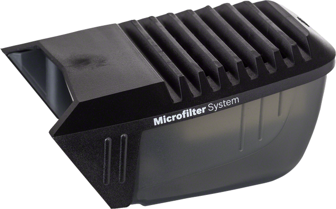 Contenitore per la polvere Bosch con sistema microfiltro, nero.