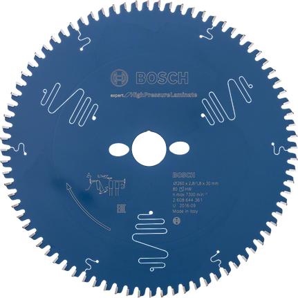 Lama per sega circolare Bosch Expert per laminati ad alta pressione, 80 denti.