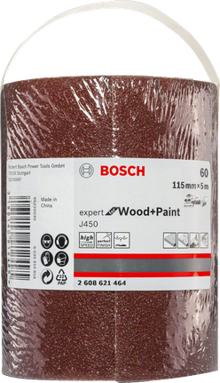 Rotolo abrasivo Bosch J450 Expert Wood+Paint 115 mm x 5 m G60.