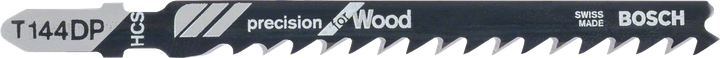 Lama per sega Bosch T 144 DP per tagli di precisione del legno.