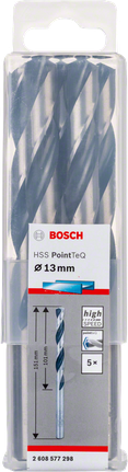 Confezione di punte da trapano elicoidali Bosch HSS PointTeQ da 13 mm.