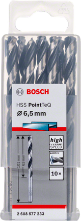 Set di punte elicoidali Bosch HSS PointTeQ da 6,5 ​​mm.