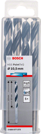Set di punte elicoidali Bosch HSS PointTeQ da 10,5 mm.