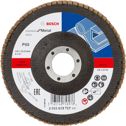 Disco lamellare Bosch X431 per metallo, 125 mm, grana 60.