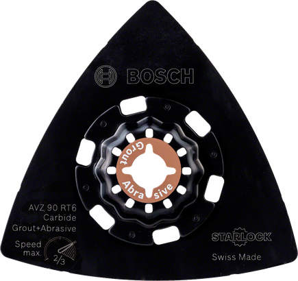 Piastra abrasiva in metallo duro Bosch AVZ 90 RT6 per la rimozione delle fughe.