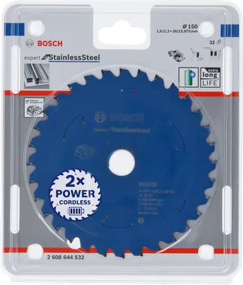 Lama per sega circolare in acciaio inox Bosch Expert 150×1,6/1,3×20 T32.