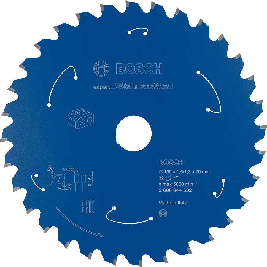 Lama per sega circolare Bosch Expert per acciaio inossidabile a 32 denti.