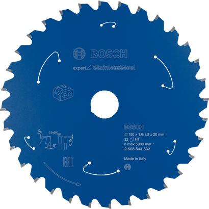 Lama per sega circolare Bosch Expert per acciaio inossidabile a 32 denti.