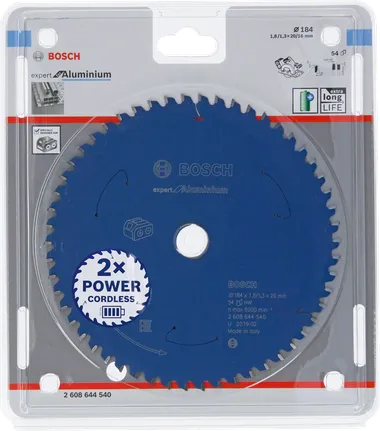 Lama per sega circolare Bosch Expert for Aluminium 184×20mm.