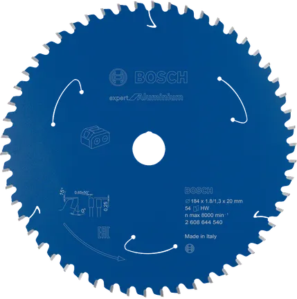 Lama per sega circolare Bosch Expert per alluminio da 54 denti.