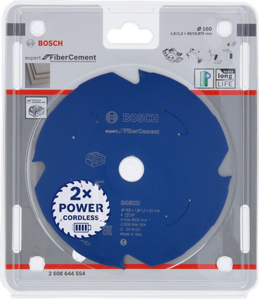 Lama per sega circolare in fibrocemento Bosch 160×1,8/1,2×20 T4.
