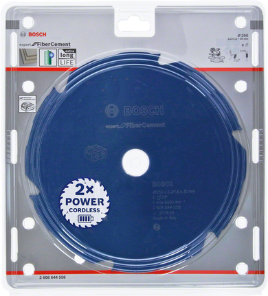 Lama per sega circolare Bosch Expert per fibrocemento 250×2,2/1,6×30 T6.