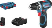 Set trapano avvitatore a batteria Bosch GSR 12V-15 FC con batteria.