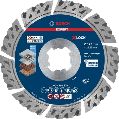 Disco da taglio diamantato Bosch EXPERT MultiMaterial X-LOCK 125 mm.