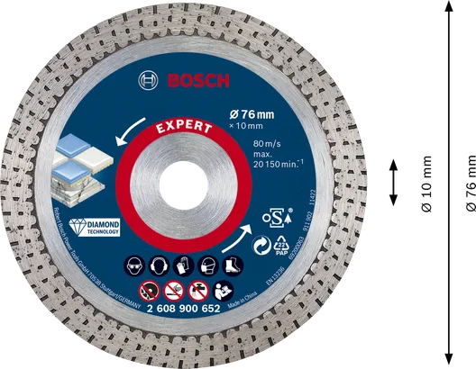 Disco da taglio diamantato Bosch EXPERT HardCeramic da 76 mm.