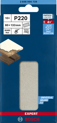 Rete abrasiva Bosch EXPERT M480 80×133 mm P220 confezione da 10.