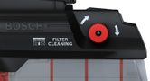 Aspiratore Bosch GDE 28 D con manopola per la pulizia del filtro.