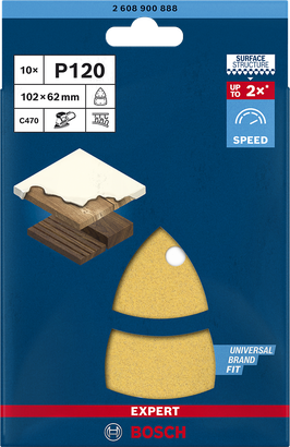 Carta abrasiva multi-levigatrice Bosch C470 P120 102×62 mm confezione da 10.