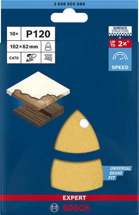 Carta abrasiva multi-levigatrice Bosch C470 P120 102×62 mm confezione da 10.