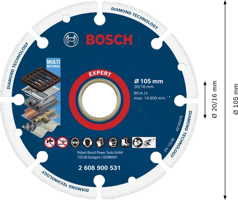 Disco da taglio diamantato per metalli Bosch EXPERT da 105 mm.