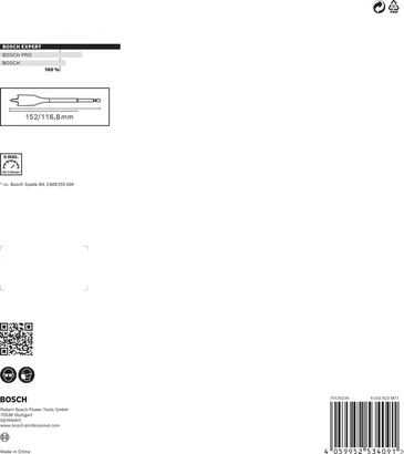 Set di punte per trapano a vanga Bosch EXPERT Self Cut Speed da 8 pezzi.