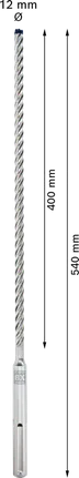 Punta per trapano a percussione Bosch EXPERT SDS max-8X 12x400x540 mm.