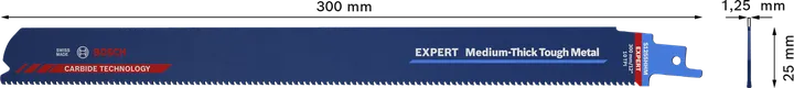 Lama per sega alternativa Bosch EXPERT S 1255 HHM per metalli tenaci di medio spessore.