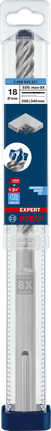 Punta da trapano Bosch SDS max-8X 18×200×340 mm.