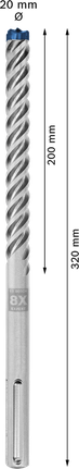 Punta per trapano a percussione Bosch EXPERT SDS max-8X 20 x 320 mm.
