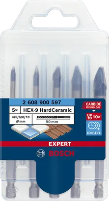 Set di punte per trapano Bosch HEX-9 HardCeramic 5 pezzi.